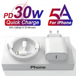 기본 PD 30W USB C 급속 충전용 iPhone 13 12 11 14 Pro Max 7 8 Plus Mini XS XR X 급속 충전 USB C 라인 iPhone 충전기에 적합