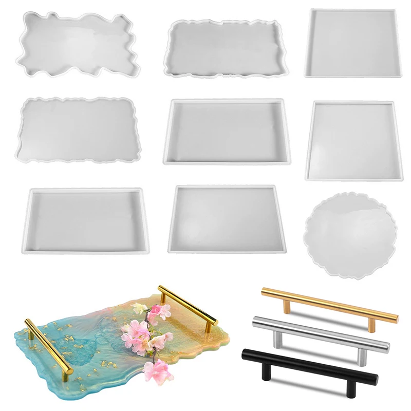 트레이 에폭시 수지 실리콘 몰드 DIY 대형 직사각형 차 접시 코스터 수지 몰드 홈 장식 공예 미술 용품 ​​만들기