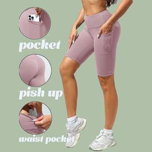 2XXL 16 색 포켓 하이 웨이스트 반바지 여성 솔리드 컬러 피트니스 스키니 스트레치 스포츠 반바지 압축 운동 포켓 바지