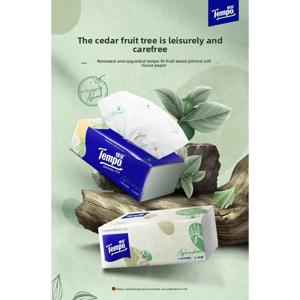 템포 애플 우드 향 티슈, 4겹 부드러운 티슈, 90매/팩 가정용 얼굴 티슈