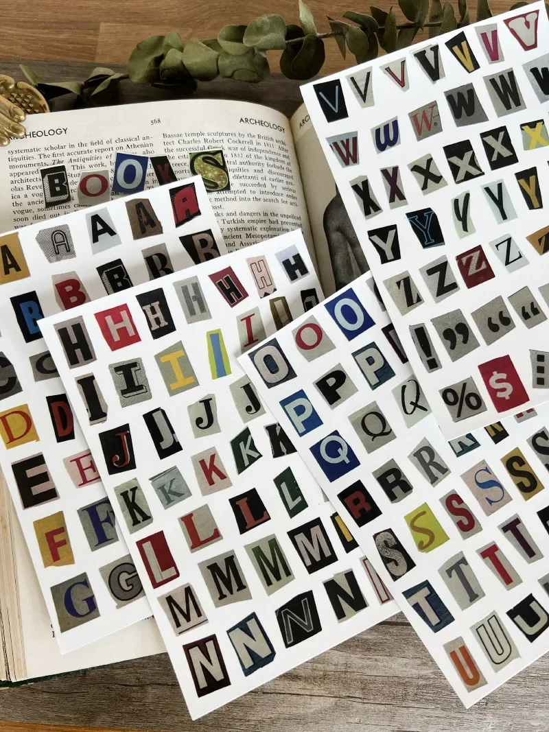 한국 Ins 영어 알파벳 숫자 기호 라벨 스티커 DIY 스크랩북 저널 기본 콜라주 일기 앨범 해피 플랜 장식