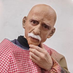 남자를위한 수염과 현실적인 전체 머리 라텍스 마스크 할로윈 의상 파티 소품 노인 코스프레 헤드 기어