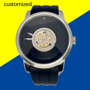 DIY 맞춤형 수제 시계 중앙 뚜르비옹 심플한 외관 3D 프린트 다이얼 블랙홀 스타일 남성용 직경 44mm