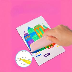 DIY 무지개 스크래치 북마크 - 점선화 예술, 재미있는 수제 추상 회화 및 선물 엽서