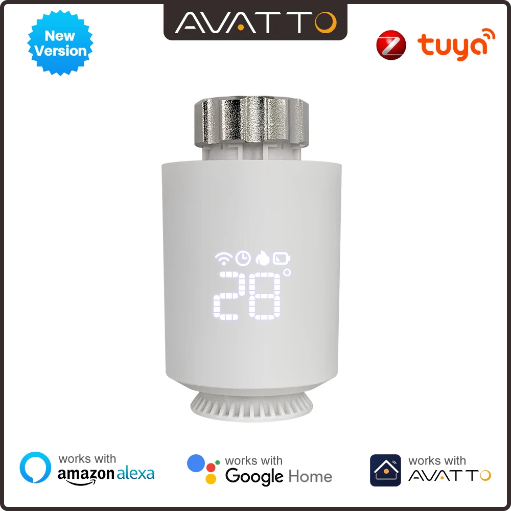 AVATTO Tuya ZigBee3.0 온도 조절기 라디에이터 액추에이터 스마트 TRV 온도 조절 밸브 컨트롤러는 Alexa Google Home Alice와 함께 작동합니다.
