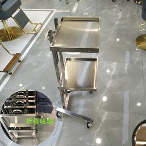 일본 접이식 미용 카트, 스테인레스 스틸, 2 층 미용 카트, 휴대용 및 세련된 도구 스탠드, 살롱용