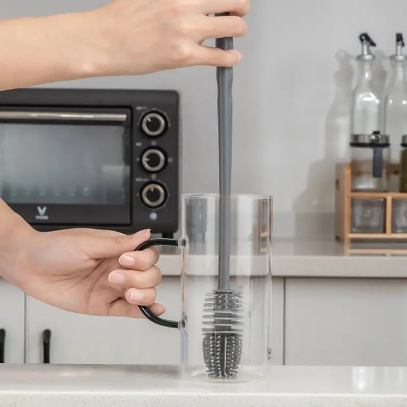 긴 손잡이 실리콘 병 브러시 청소 브러시 ​​주방 청소 컵 브러시 보온병 유리 브러시 청소 도구