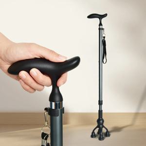 편리안 알루미늄 4발 지팡이 그레이 브론즈 조절식 노인지팡이 넓은 손잡이 보행보조기