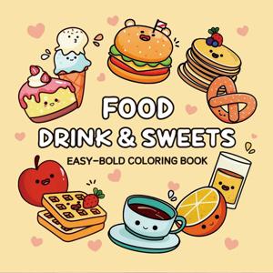 음식, 음료 및 과자 성인을 위한 이지볼드 색칠책 귀여운 그림책 크리스마스 파티와 생일을 위한 완벽한 선물