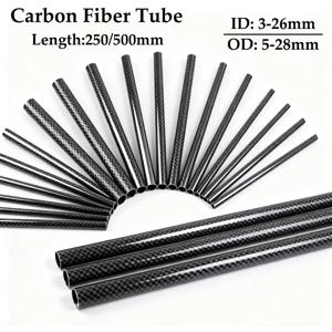 1PCS 3K 탄소 섬유 튜브 트윌 매트 250/500mm 직경 원격 제어 항공기 모델 액세서리 길이 250/500mm
