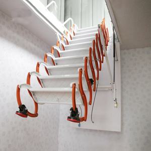 편리한 접근 실내 전동 다락방 텔레스코픽 계단 자동 접이식 로프트 사다리 철제 접이식 계단