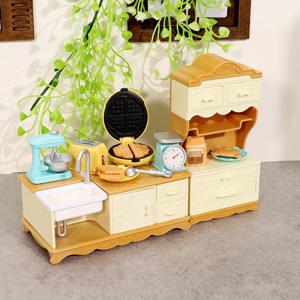 DIY 숲 가족 1/12 주방 가구, 욕실 침실 제빵기 세트, 미니어처 모델, 인형의 집 액세서리, 냉장고 선물