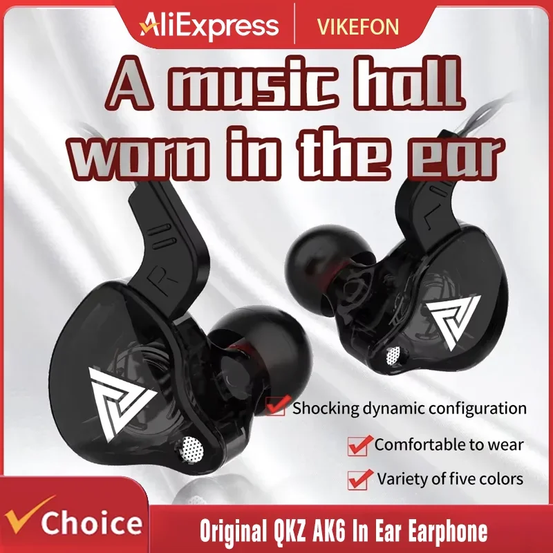 3.5MM 헤드셋 음악 이어버드 인이어 마이크 내장 오리지널 QKZ AK6 구리 드라이버 HiFi 유선 이어폰 레이스 스포츠 헤드폰 베이스 스테레오