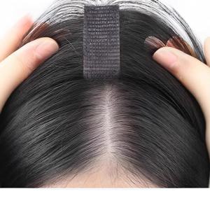 클립 없는 인모 앞머리, 업그레이드된 매직 페이스트 헤어 토퍼, 여성용 풍성한 앞머리 가발, 희미한 모발 가리개, 헤어피스 패치