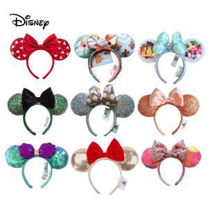 디즈니 미키 마우스 귀 머리띠 놀이 공원 머리 후프 물고기 규모 스팽글 메쉬 파티 모자를 쓰고 있죠 소녀 장난감 생일