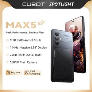 CUBOT MAX 5, 안드로이드 스마트폰 5G, Dimensity 8200 4nm, 6.95인치 144Hz 대화면, 24GB RAM(12GB+12GB), 256GB ROM, 게이밍 폰, 100MP 카메라, LiquidCool 기술, 5g스마트폰, smartphone android 14, 5100mAh 배터리, NFC, WiFi 6, 장바구니에 추가, 7월 22일 판매