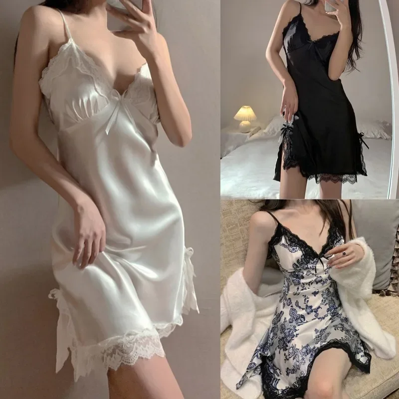섹시한 레이스 v 넥 여성 멜빵 Nightdresses 잠옷 여성 민소매 Nightwear Sleep Nightdress For Ladies