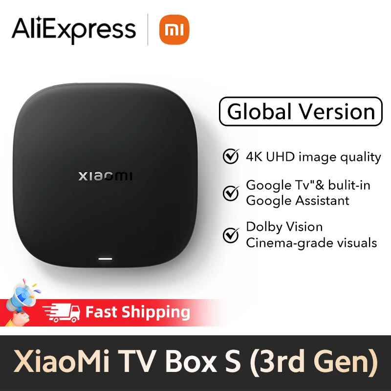 【브랜드+】샤오미 TV 박스 S 3세대 4K 울트라 HD 블루투스 5.2 와이파이6 32GB ROM 구글 TV 구글 어시스턴트 스마트 미디어 플레이어