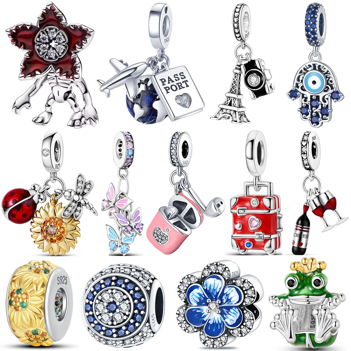 925 스털링 실버 펜던트 참 비즈 귀여운 금속 육식 식물 몬스터 재미있는 트렌디 컬렉션 팔찌 목걸이 주얼리