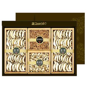 자연식탁 국내산 참나무 건 표고버섯 선물세트[장생4호] (영지버섯칩100g/표고칩100g/절편100x2)
