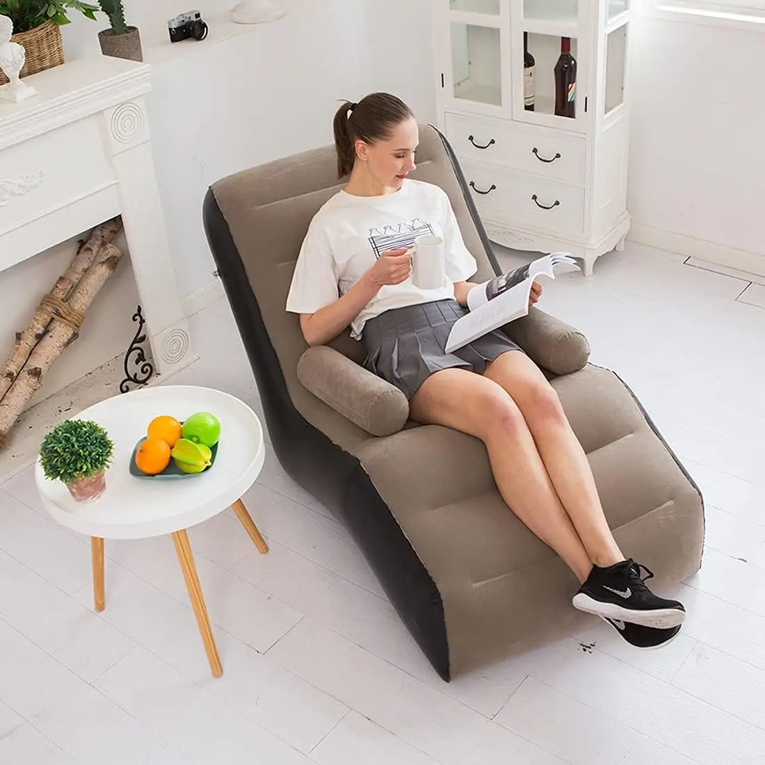 접이식 게으른 소파, 풍선 라운지 의자 두꺼운 내구성 접이식, 레저 침대 잠자는 것을위한 컴팩트 게임 라운지 에어 벤치