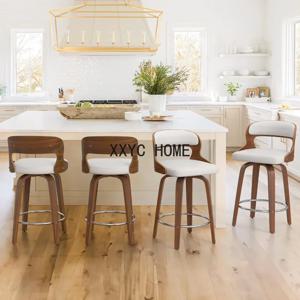 바스툴, 카운터 높이 바 스툴, 26인치 인조 가죽 회전 카운터 스툴, 미드 센추리 바 스툴 4개 세트