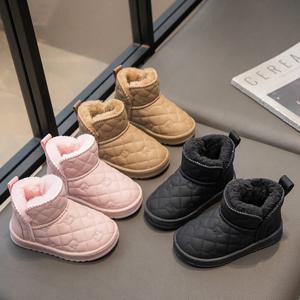 어린이를위한 겨울 플러시 부츠 어린이를위한 부드러운 따뜻한 벨벳 스노우 부츠 미끄럼 방지 방수 소년 소녀 겨울 부츠