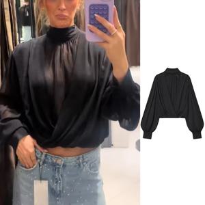 여성용 2026 신상 시스루 셔츠 탑 패션 루즈핏 긴팔 우아한 봄 블라우스 시크한 젊은 감각의 스트리트 여행 블라우스 탑