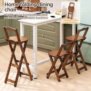 등받이가 있는 넓은 벤치, 레저 바 하이체어, 가정용 심플한 스타일, 설치가 필요 없는 접이식 휴대용 식탁의자