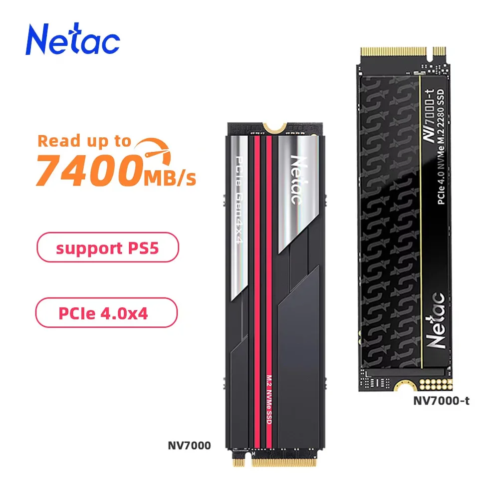 Netac 7400 메가바이트/초 SSD NVMe M2 2TB 1TB 512GB 4TB 내부 솔리드 스테이트 하드 드라이브 M.2 PCIe 4.0x4 2280 SSD 디스크(PS5 노트북 PC용)