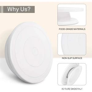 7Pcs 케이크 만들기 도구 키트 장식용 플라스틱 회전 케이크 턴테이블 아이싱 매끄러운/주걱 케이크 레벨러 0814 포함