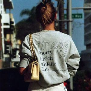 90 년대 빈티지 운동 클럽 인쇄 회색 두꺼운 양털 스웨터 가을 긴 소매 여성 Crewneck 풀오버 Ins 패션 점퍼