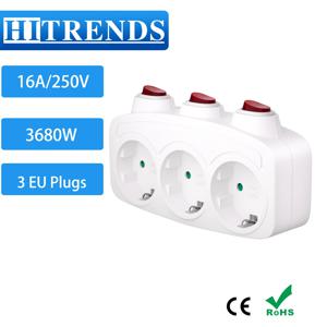 CILIA 1/2pcs EU 플러그, 3-in-1, 3개의 스위치 제어 기능이 있는 벽면 콘센트, 멀티 전원 스트립, 3개의 전원 소켓, 가정용