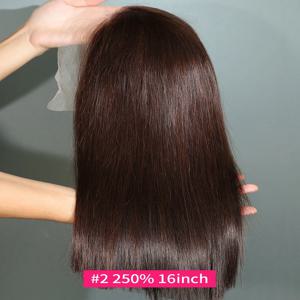 # 브라운 초콜릿 색상 250 밀도 레이스 프론탈 가발 생인모 베트남산 더블 드로운 13x4 밥 레이스 프론탈 인모 가발 2개
