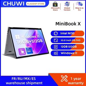 CHUWI 미니북 X 터치스크린 태블릿 노트북 2-in-1 인텔 N150 16GB LPDDR5 512GB SSD 10.51인치 2K FHD 노트북 WiFi6 윈도우 11
