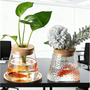 유리 화병이 있는 번식 스테이션 - 수경 재배용 식물 선반, 가정 및 사무실 장식용