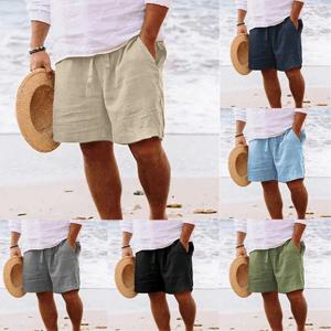2025 린넨 원단 여름 스포츠 반바지 남성 비치 반바지 포켓 보디빌딩 스웨트팬츠 피트니스 조거 러닝 짐 남성 반바지