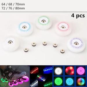 4 조각 밝기 LED 플래시 휠 80mm 76mm 72mm 70mm 68mm 64mm 인라인 스케이트 용 90A 성인용 어린이 SEBA RB 롤러 휠