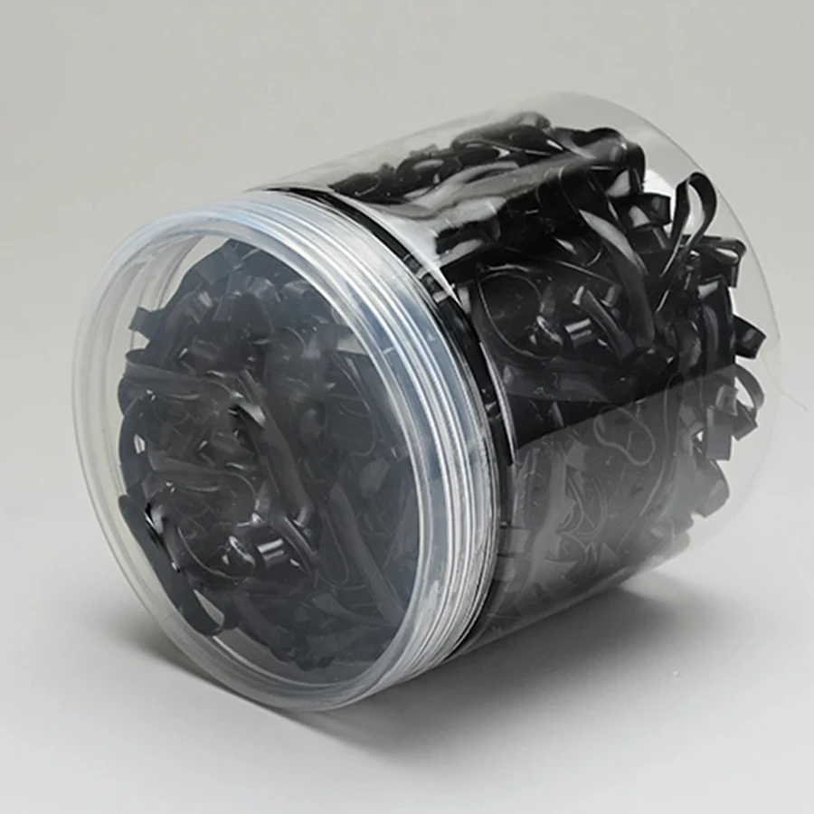 100-1000Pcs 검은 일회용 고무 밴드 탄성 헤어 밴드 소녀 머리띠 어린이 포니 테일 홀더 밴드 어린이 헤어 액세서리