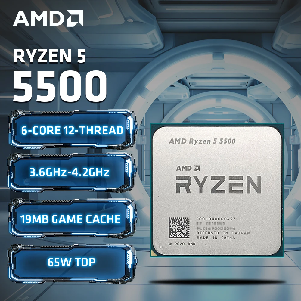 AMD 라이젠 5 5500 새 CPU R5 5500 프로세서 소켓 AM4 (쿨러 미포함)
