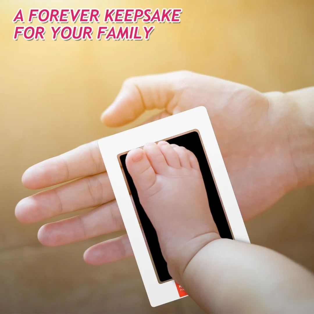 신생아 손자국 및 발자국 발 프린트 키트, 1 클린 터치 잉크 패드, 2 프린트 카드, 반려동물 무잉크 손 및 발 스탬프