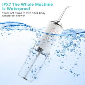 전문가용 휴대용 무선 구강세정기, 3가지 모드 및 워터 드릴 기능이 있는 충전식 구강세정기, IPX7 방수