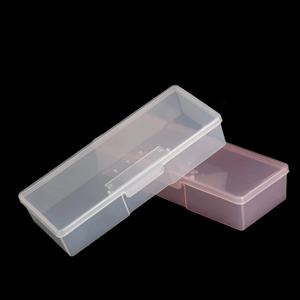 1PC 네일 아트 직사각형 플라스틱 투명 보관 상자 네일 라인 석 브러시 펜 버퍼 그라인딩 파일 컨테이너 케이스