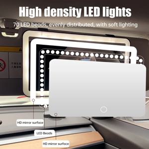 차량 내부 거울 선바이저 플레이트 LED HD 메이크업 거울 (여성용) 충전식 조명 내장형 얇은 화장 거울