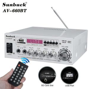 SUNBUCK AV-660BT 사운드 앰프 CH 2.1 가정용 자동차 회의 극장 용 전력 증폭기 AMP 지원 EQ FM USB SD 카드 2 마이크 입력
