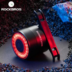 ROCKBROS 스마트 브레이크 자전거 테일 라이트 MTB 도로 시트 포스트 안장 자전거 후면 조명 방수 USB 충전 사이클링 미등
