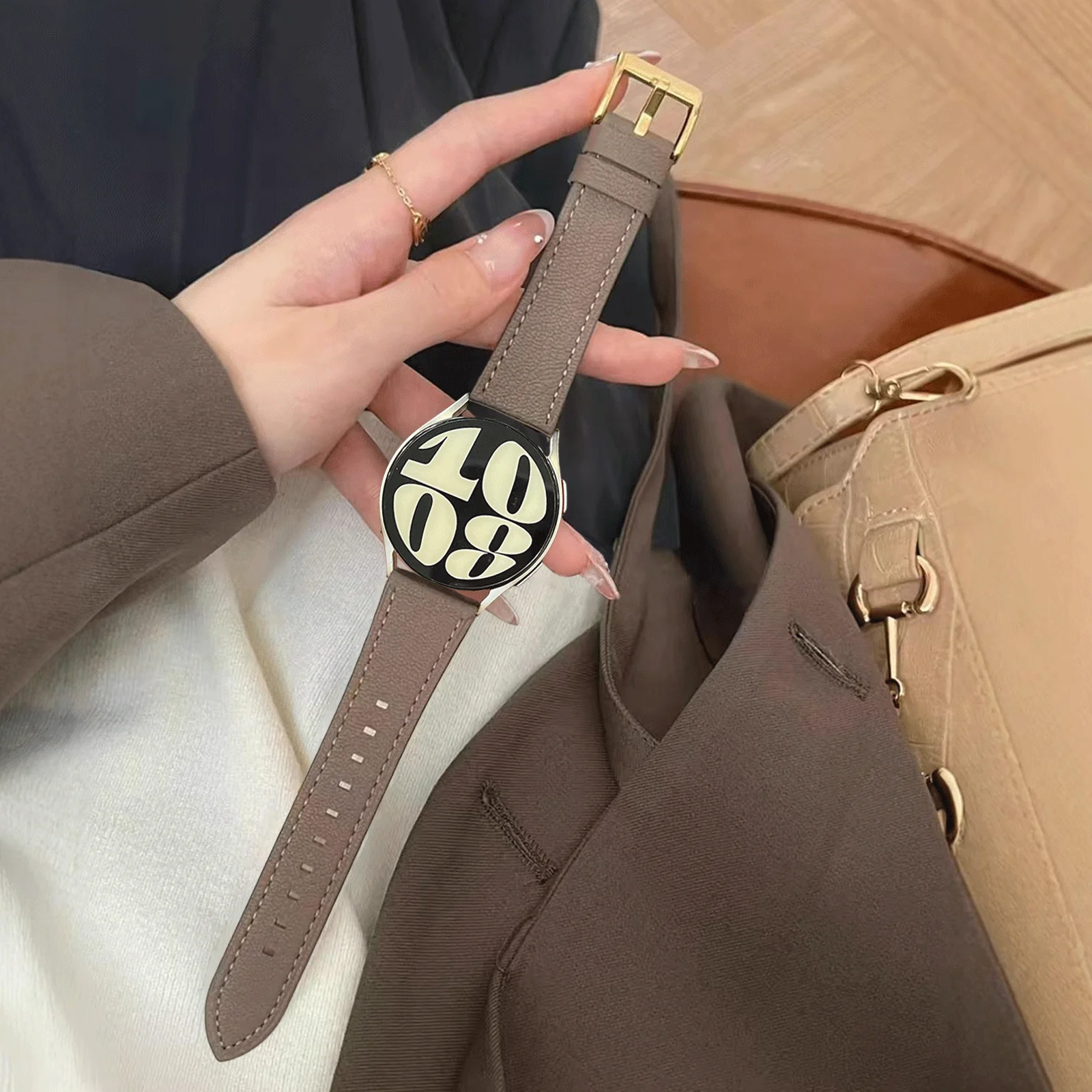 삼성 갤럭시 워치 7 FE 5 프로 4 6 클래식 44mm 40mm 스포츠 가죽 루프 밴드 20mm 22mm 스트랩