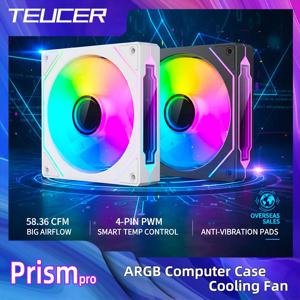 TEUCER 1PCS Prism12025 PC 케이스 팬 120mm 5V 3Pin ARGB 순환 거울 조명 효과 PWM 800 ~ 2000RPM 냉각 팬