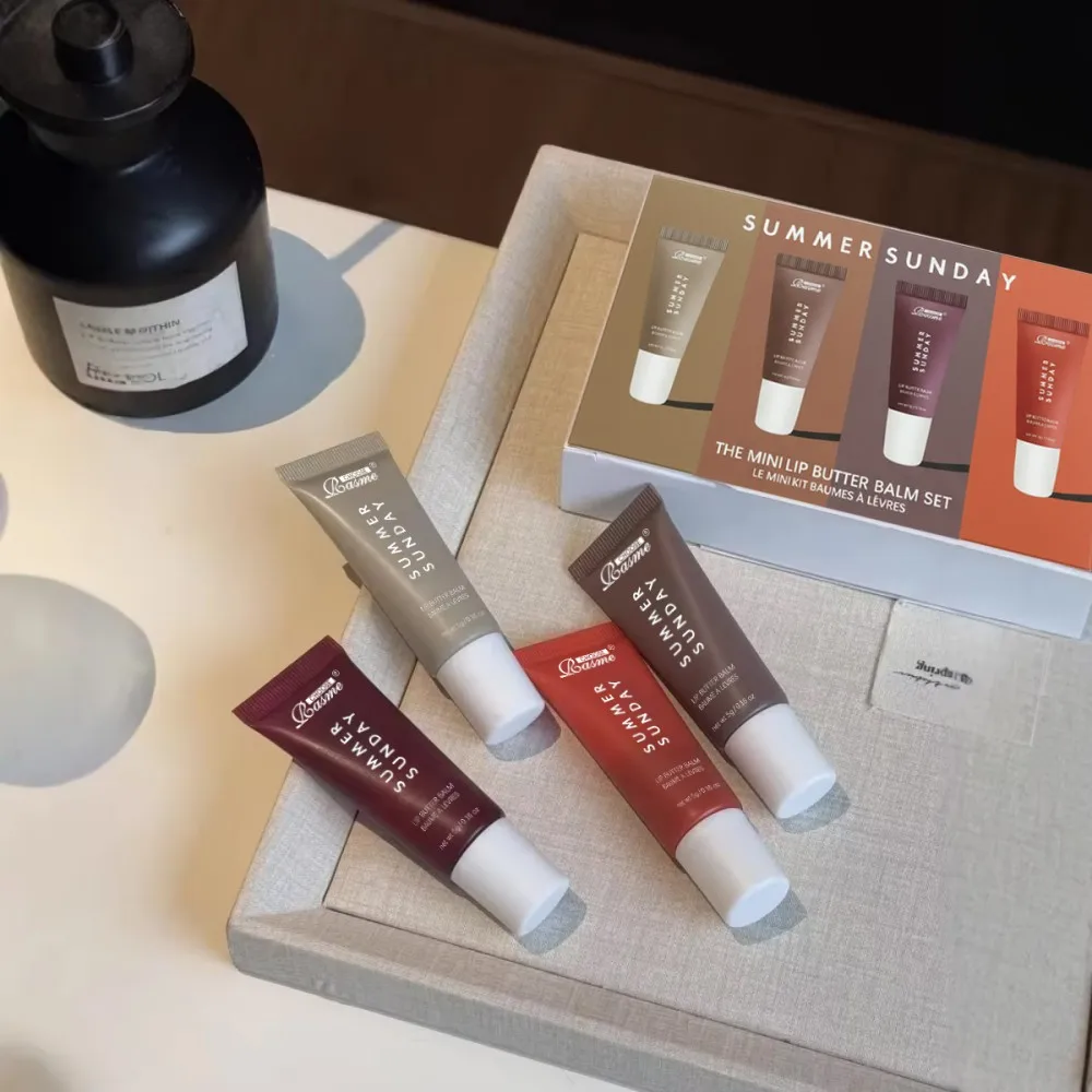 4개입 여름 일요일 미니 립 버터 밤 세트 보습 바닐라 베이지 브라운 슈가 메이크업 빠른 배송 선물 세트