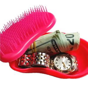 돈 상자 미용 빗 숨겨진 수납 공간 안전 비밀 수납함 현금 반지 보석 디탱글러 브러시용 안전 금고